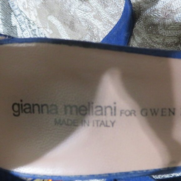 BOGO Gianna Meliani for Gwen Rawls Blue Italian Suede heels pumps sandals - Picture 4 of 11